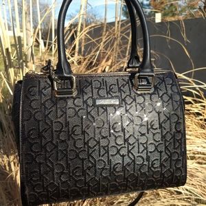 SEQUINS! Calvin Klein Black  Sequined Signature Satchel
